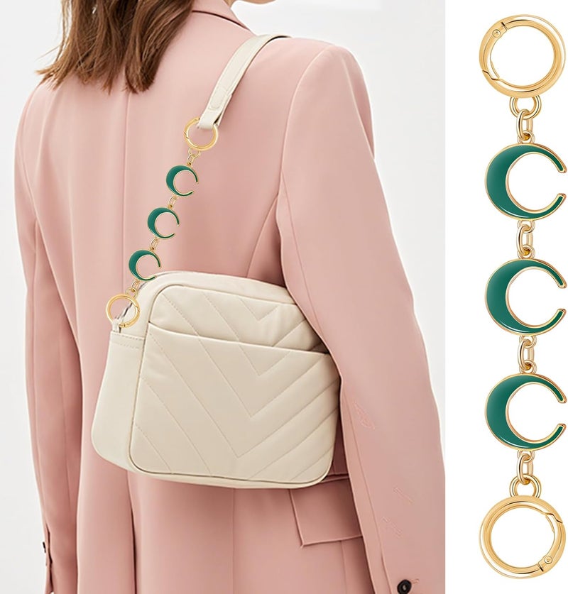 Tmtains 2Pcs Bag Extender Chain Gold Purse Extender Chain Heart Moon Purse Strap Extenders Green Purses Strap Replacement Crossbody Bags Accessories for Women Cute Bag Charms for Handbags Tote Purses Making - Image 3